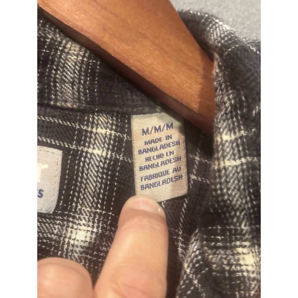 Wrangler Western Wrancher Pearl Snap Shirt Mens Med Plaid long sleeve Black Gray - Picture 5 of 11